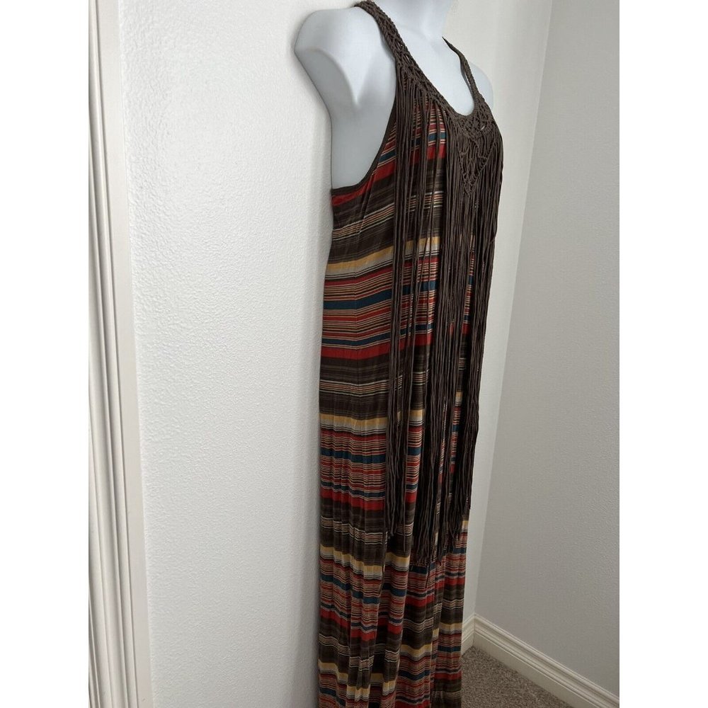 RALPH LAUREN Denim & Supply Women's Striped Fringe Maxi Dress Crochet XL - Picture 3 of 9